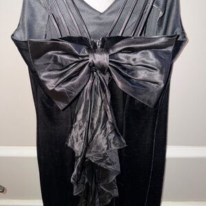 Vintage Retro 90s Velvet Prom Dress with Satin Bow